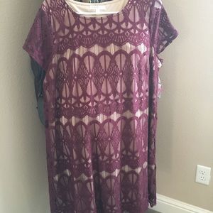 Burgundy lace dress with nude underlay